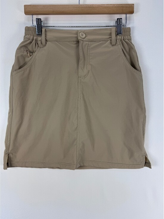 Willit Pants - Khaki Hiking Skort Women’s XS High Rise Stretch Utility Travel Zip Pockets